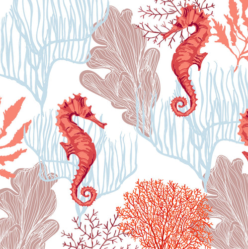 seahorses and coral peel and stick wallpaper