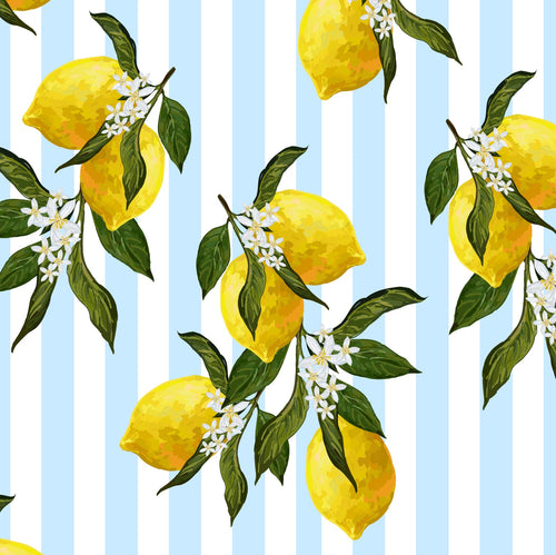 lemons and stripes peel and stick wallpaper